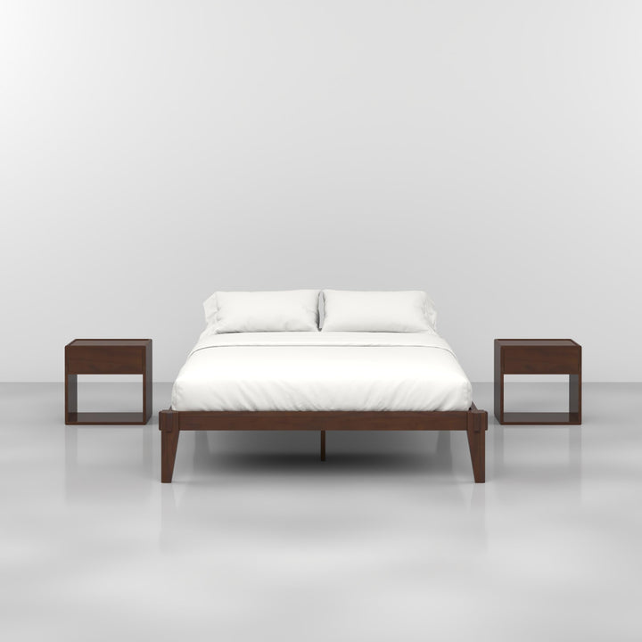 Chalipa queen platform bed frame with headboard- design and walnut finish for everyday bedroom use