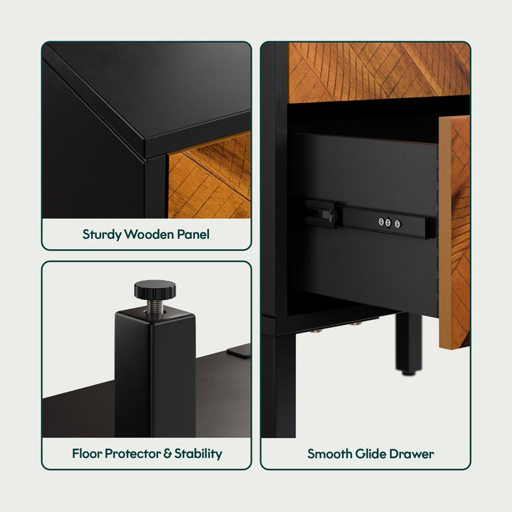 Vivian 2-drawer nightstand designed with bedside storage as a bedside table