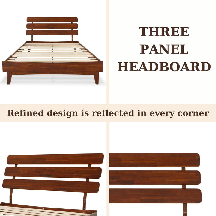 Caden queen platform bed frame with headboard and dark chocolate finish for a complete bed arrangement