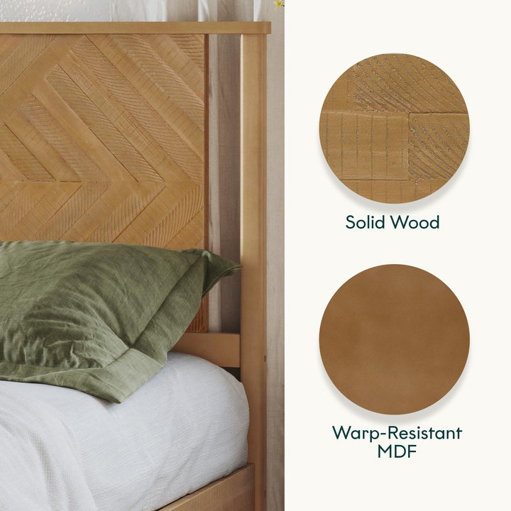 Ethan king platform bed frame with rustic seadrift finish; for bedroom furniture