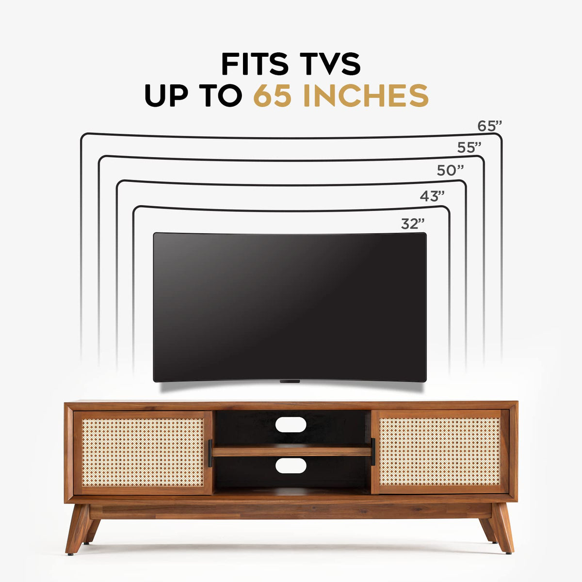 Jasper TV stand with dark chocolate finish and media storage for entertainment devices