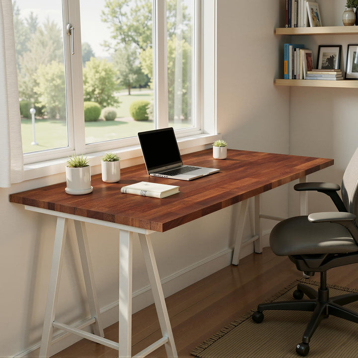 Wood tabletop panel, featuring 48 in x 30 in x 1 in and dark walnut finish, for home office projects