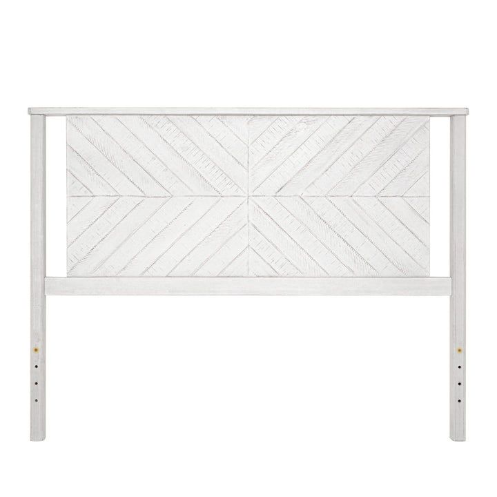 Vivian queen bed headboard designed with rustic white finish for bed-frame coordination