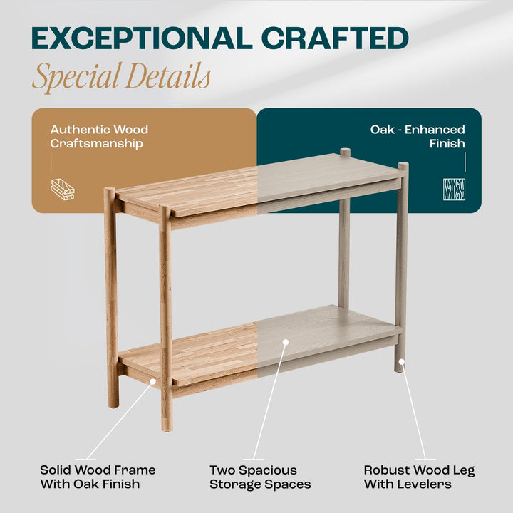 Lyra console table, featuring storage shelf, light grey finish, and entryway table, for living room placement