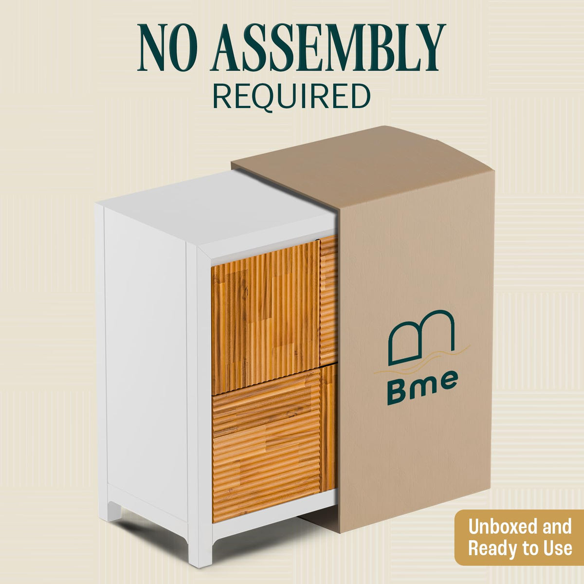 Madia 2-door storage cabinet with ivory white & teak brown finish and living or dining room storage for storage and display
