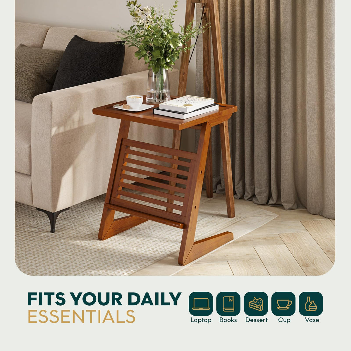Neil nightstand with milk chocolate finish and bedside storage for lamps and books