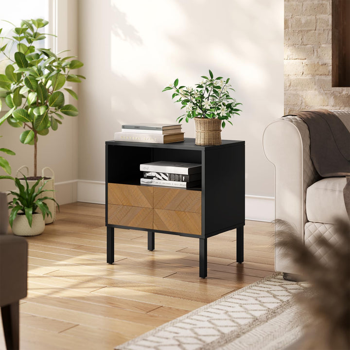 Vivian 1-drawer nightstand, featuring rustic seadrift finish and bedside storage, for small-item storage