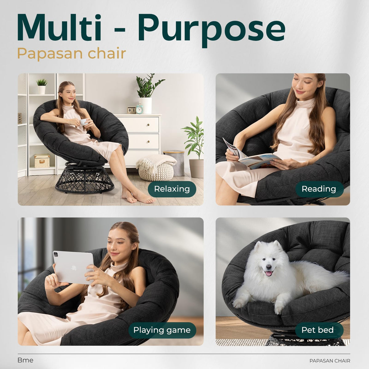 Papasan chair, featuring onyx stone cushion, for an indoor lounge