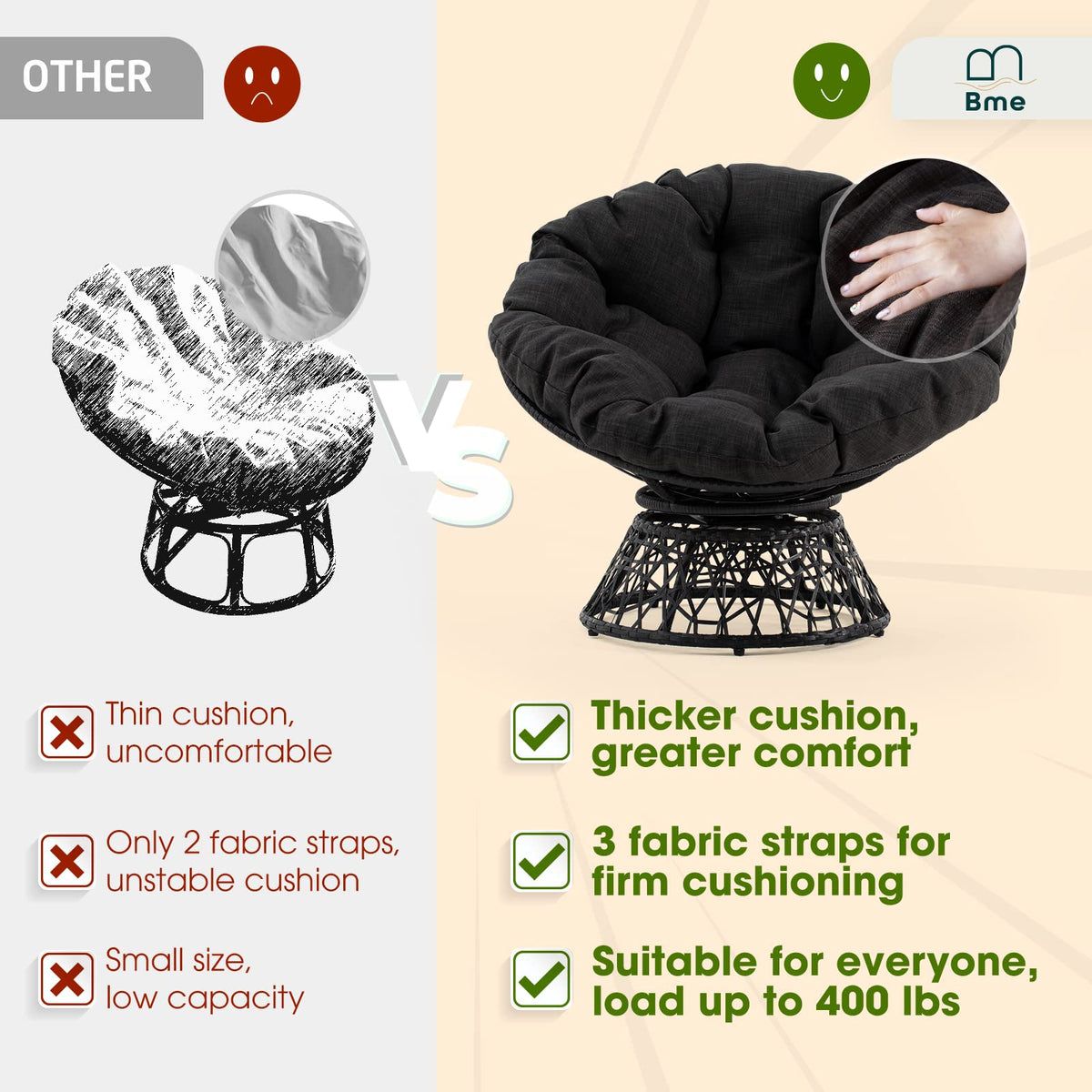 Papasan chair with onyx stone cushion; for relaxation