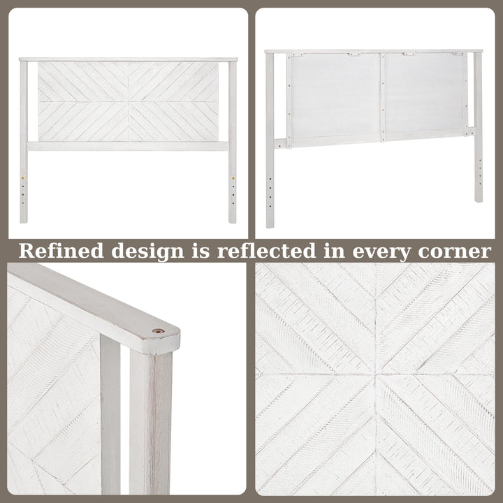 Vivian queen bed headboard designed with rustic white finish for a coordinated bedroom