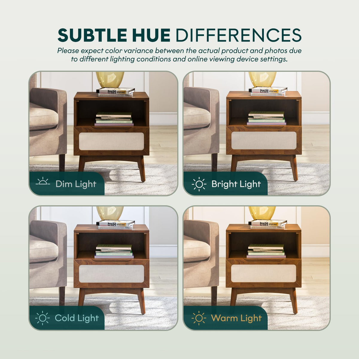 Calista 1-drawer nightstand designed with rubber wood veneer, chestnut finish, and bedside storage for bedroom storage