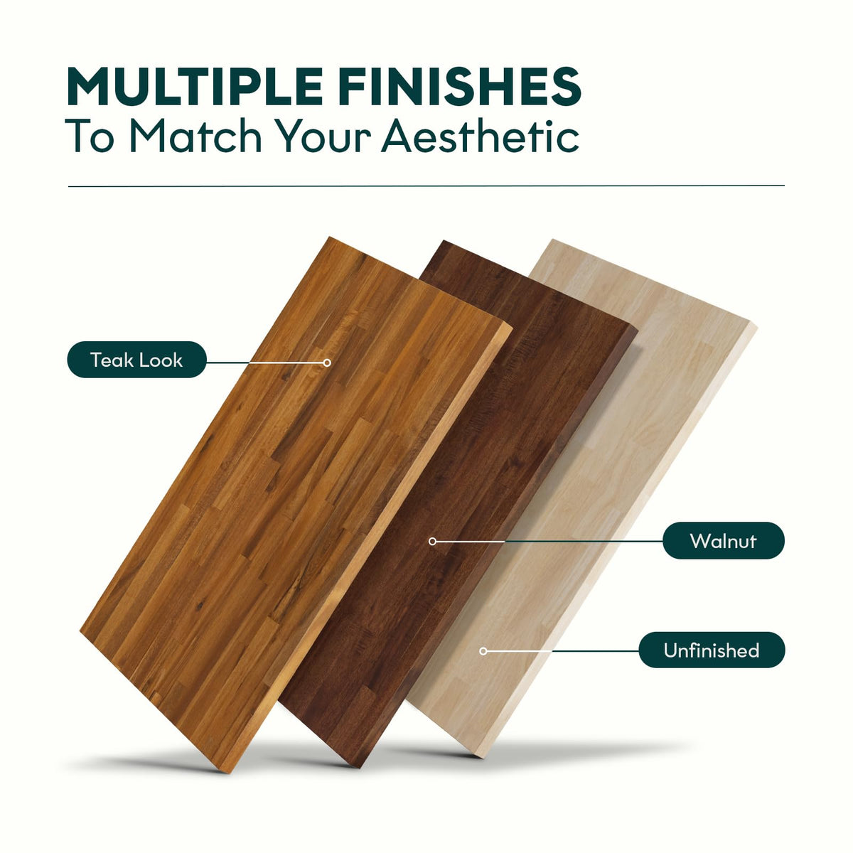 Acacia wood butcher block countertop with 48 in x 30 in x 1.5 in and walnut finish; for worktable builds