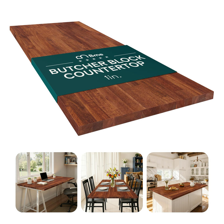 Wood tabletop panel with 48 in x 25 in x 1 in and dark walnut finish for desk builds