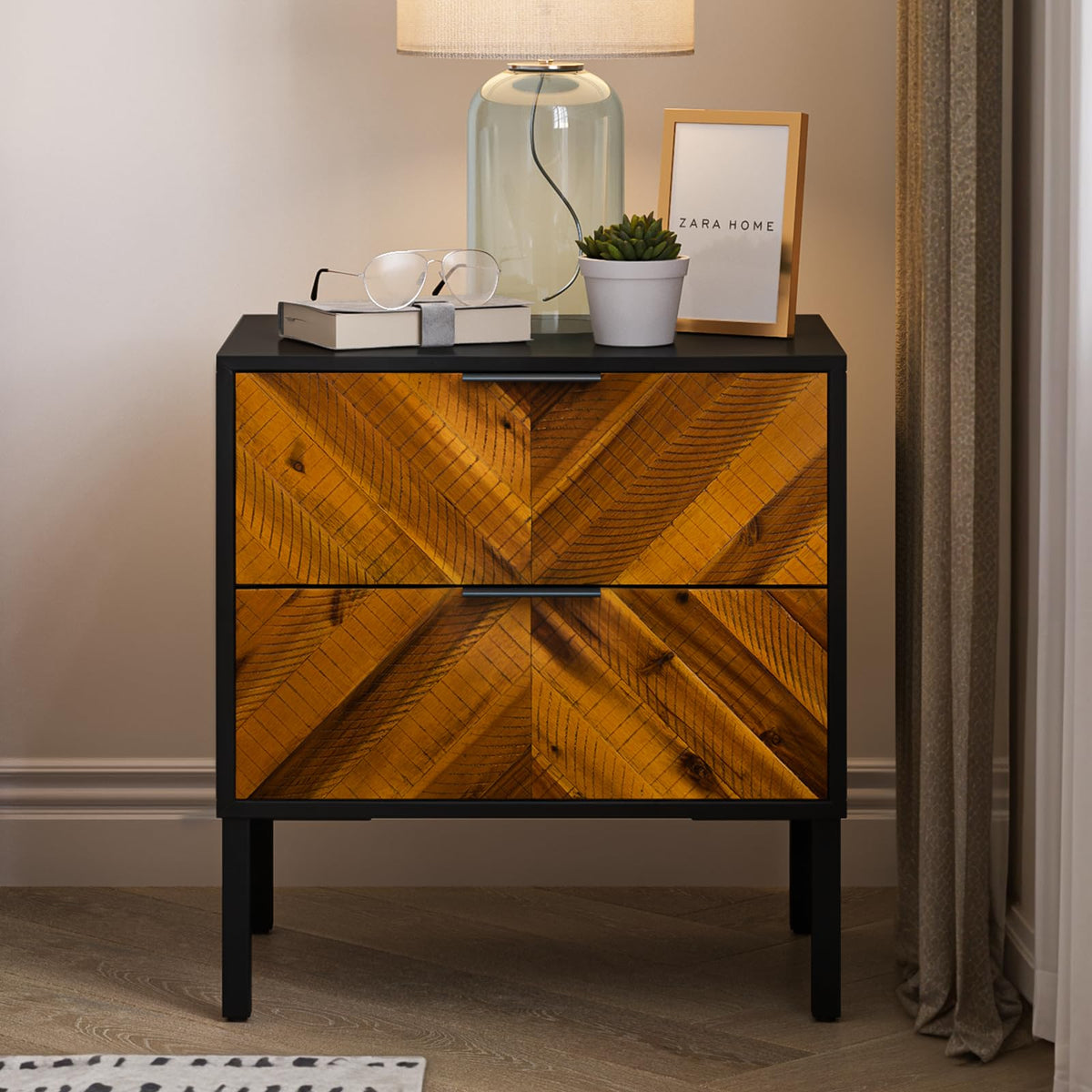 Vivian 2-drawer nightstand with bedside storage for bedside storage
