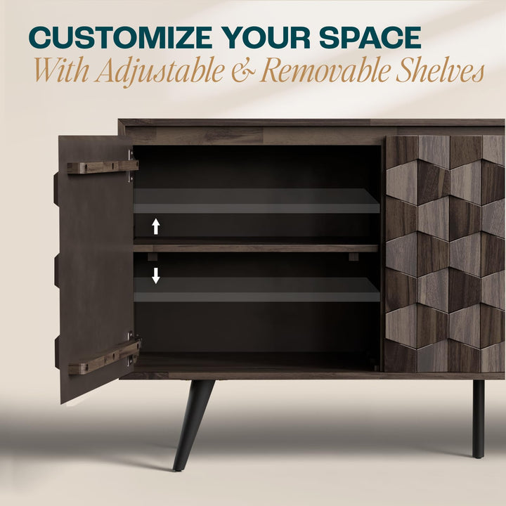 Georgina sideboard cabinet, featuring mocha finish and dining or living room storage, for shared living spaces