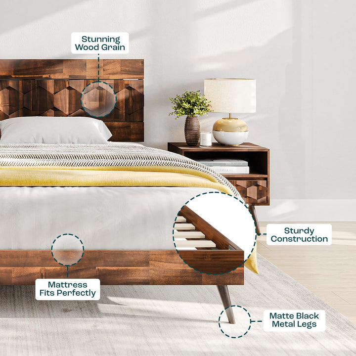 Georgina king platform bed frame designed with dark chocolate finish for a coordinated sleep space