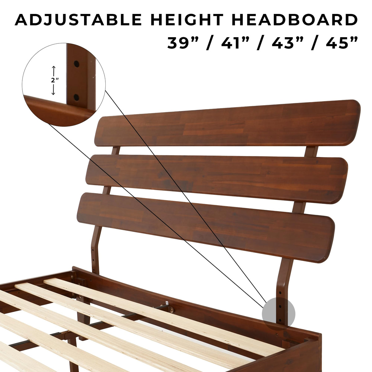 Caden queen platform bed frame designed with headboard and dark chocolate finish for a coordinated sleep space