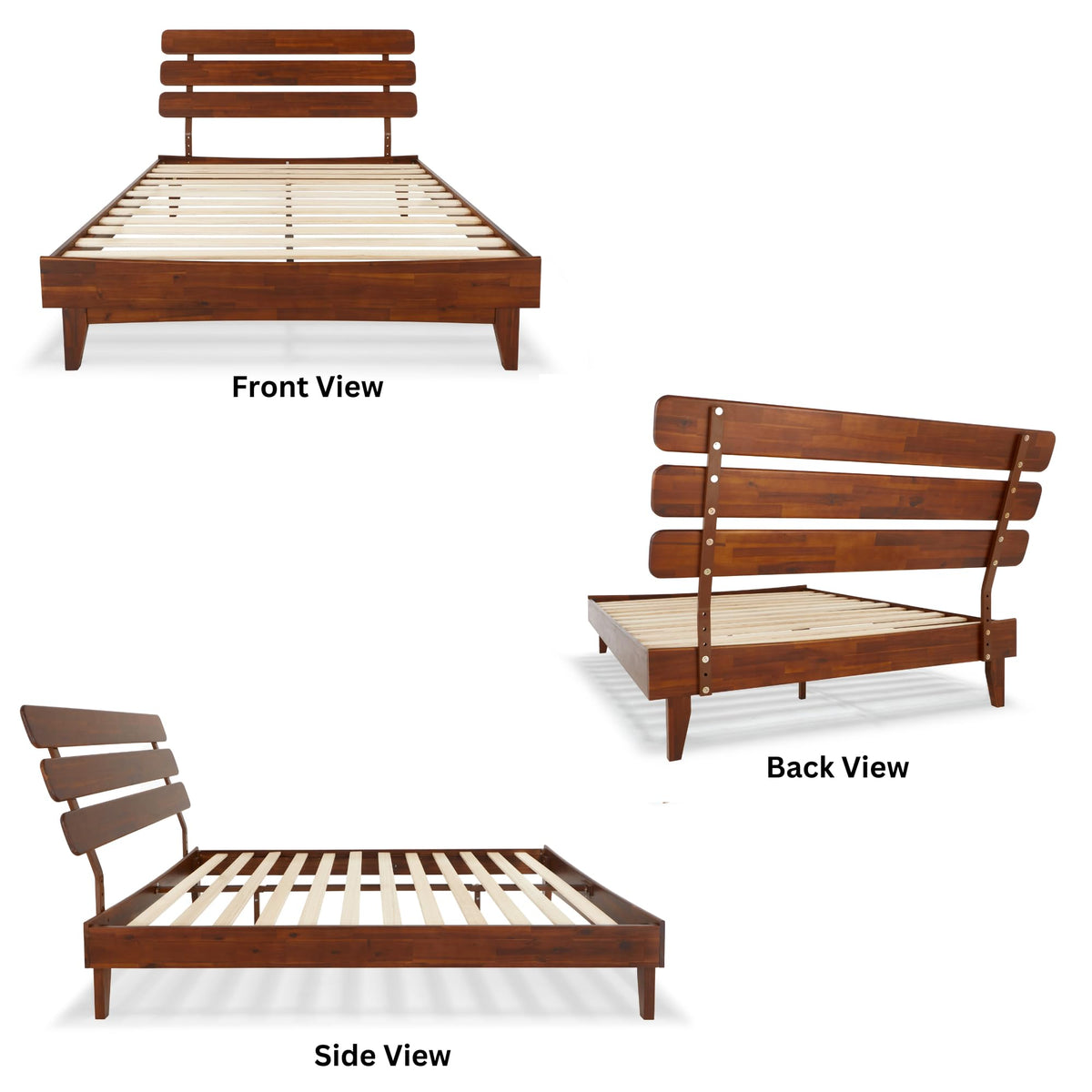 Caden queen platform bed frame with headboard and dark chocolate finish; for bedroom furniture