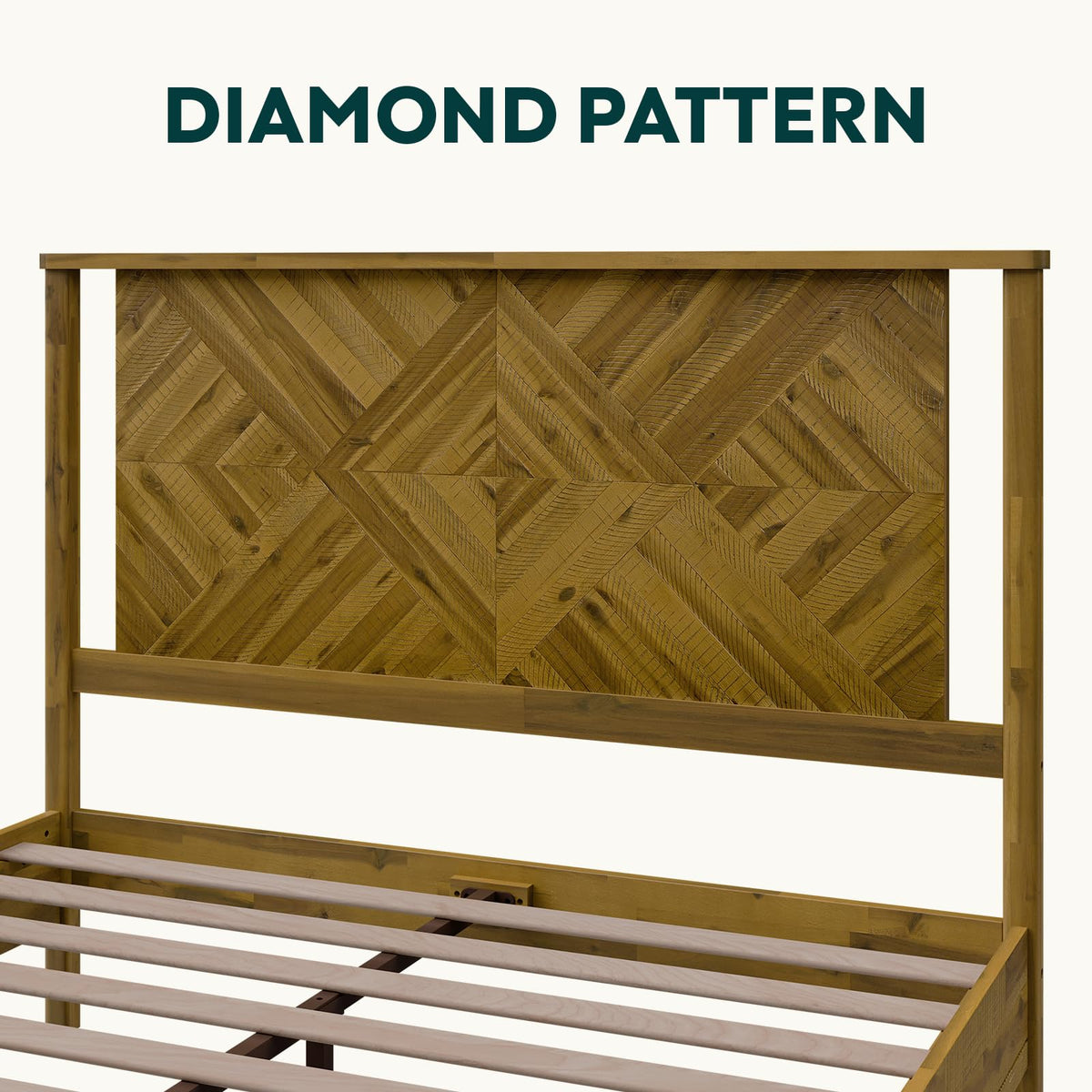 Ethan queen platform bed frame designed with headboard for a coordinated sleep space