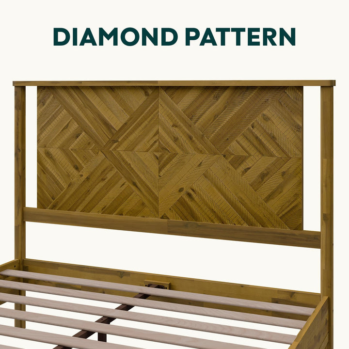Ethan queen platform bed frame designed with headboard for a coordinated sleep space