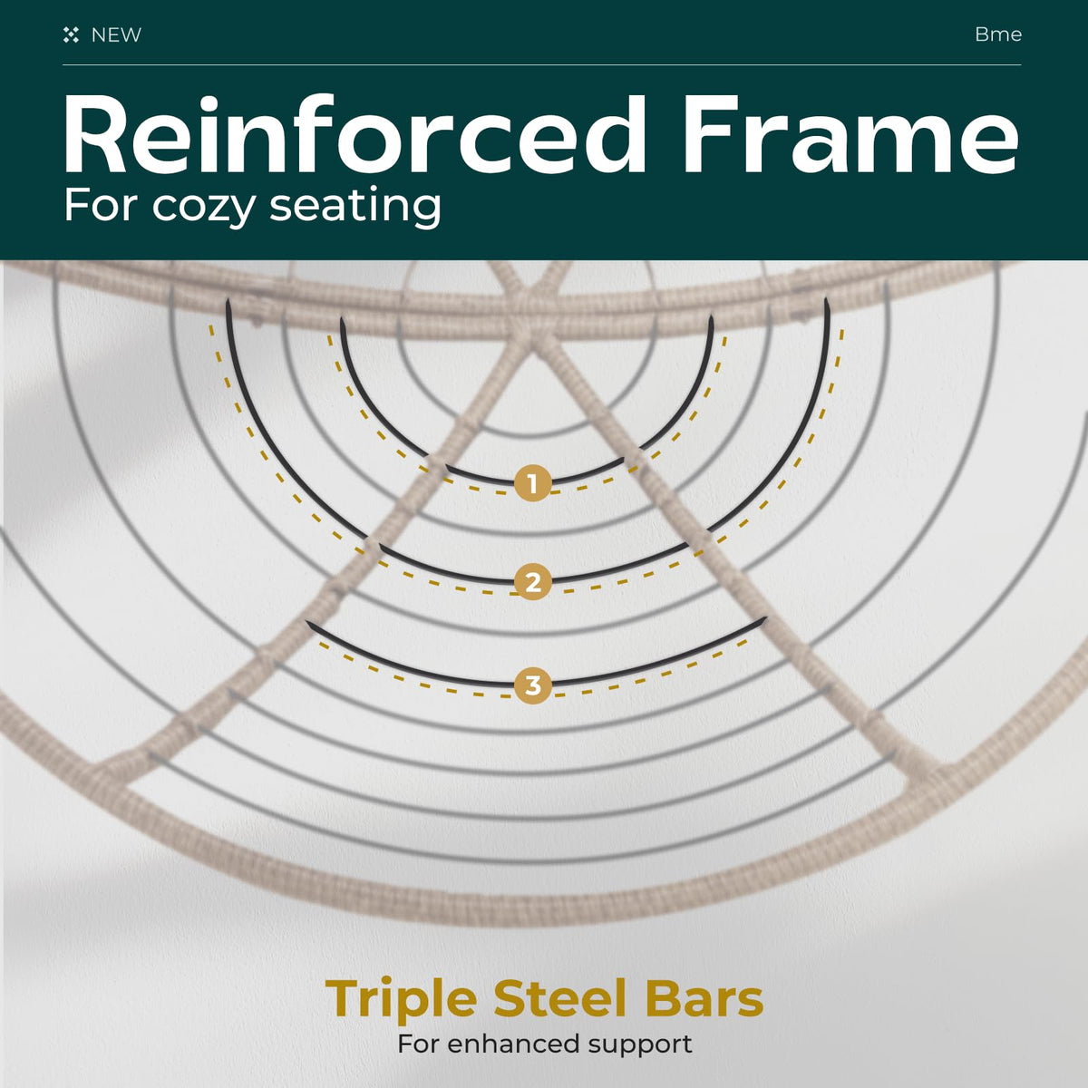 Metal oversized swivel papasan chair designed with beige cushion, brown frame, and oversized swivel design