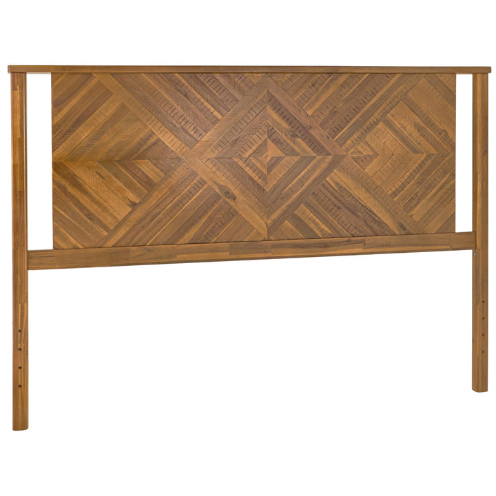 Ethan queen bed headboard with rustic dark brown finish for a bed frame setup