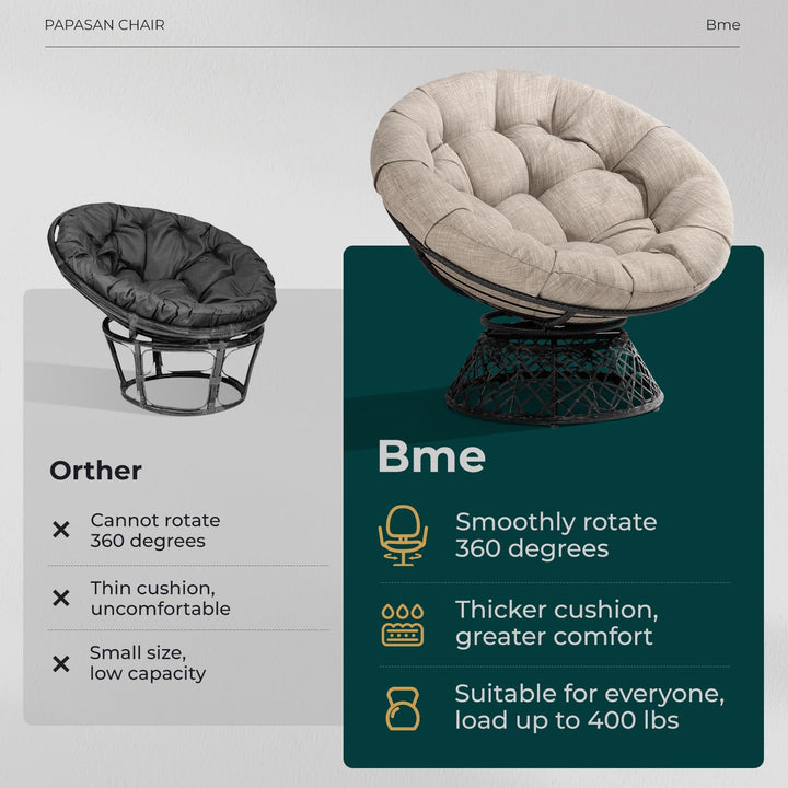 Papasan chair, featuring silver cloud cushion and black frame, for a lounge area
