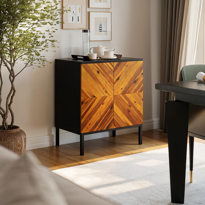 Vivian sideboard cabinet, featuring rustic golden brown finish and dining or living room storage, for shared living spaces