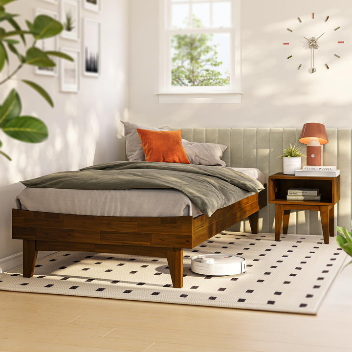 Catherine full platform bed frame with dark chocolate finish for bedroom setup