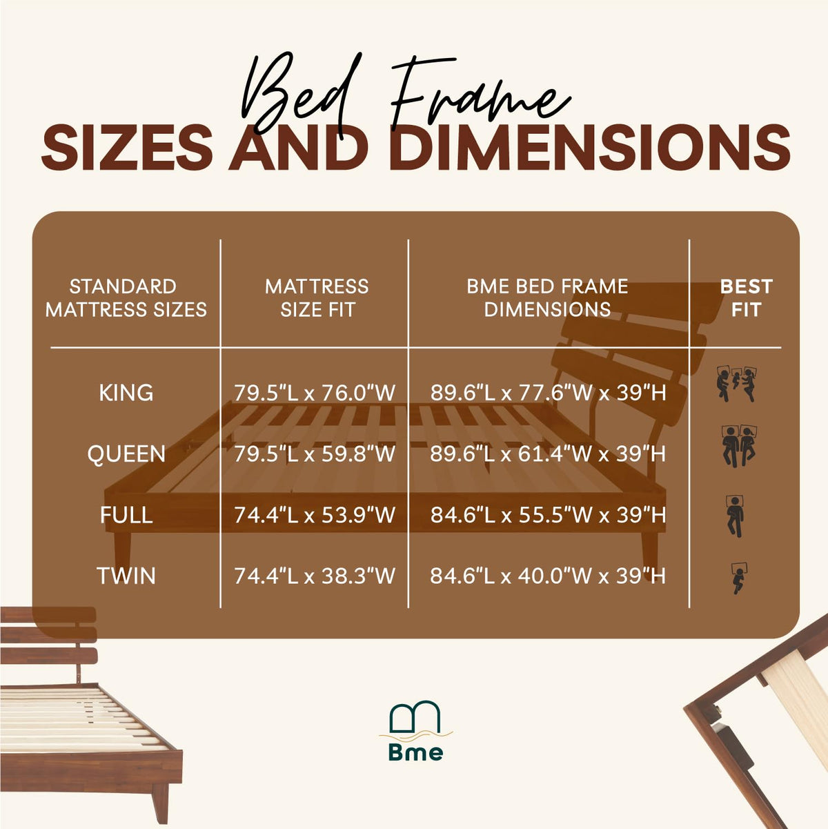 Caden king platform bed frame with headboard and dark chocolate finish; for coordinated bed furniture