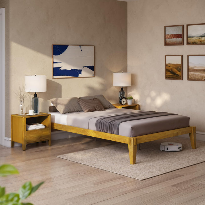 Chalipa 1-drawer nightstand, featuring walnut finish and bedside storage, for small-item storage