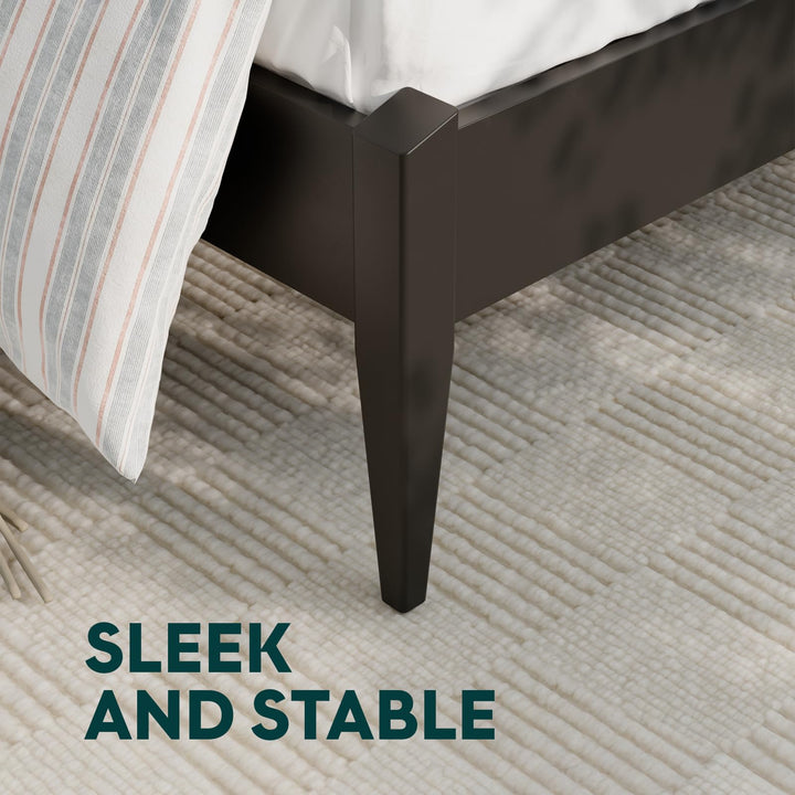 Dinkee king platform bed frame designed with headboard- design and black finish for a coordinated sleep space