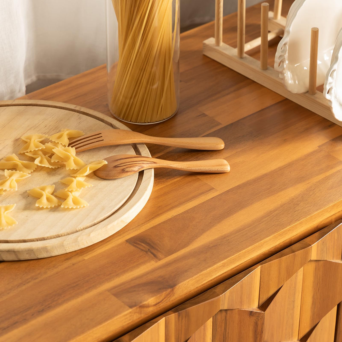 Georgina sideboard cabinet with teak brown finish and dining or living room storage for dining-area use