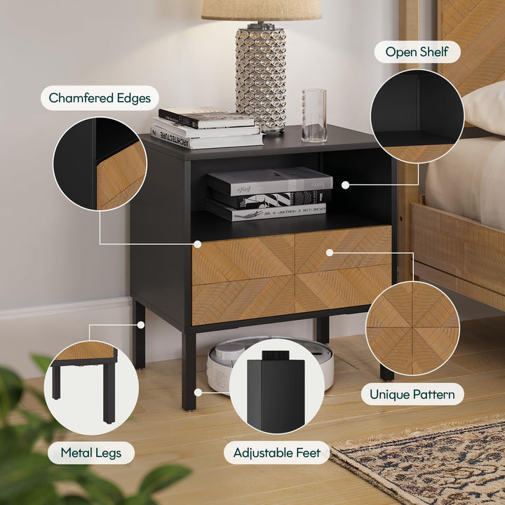 Vivian 1-drawer nightstand with rustic seadrift finish and bedside storage; for bedside essentials