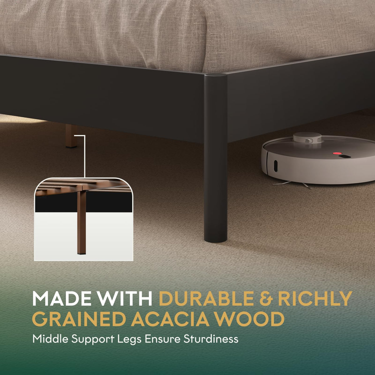 Aurelia king platform bed frame with black finish for everyday bedroom use