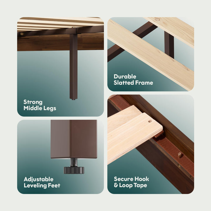 Catherine king platform bed frame designed with dark chocolate finish for a coordinated sleep space