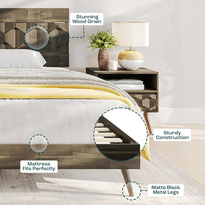 Georgina king platform bed frame designed with mocha finish for a coordinated sleep space