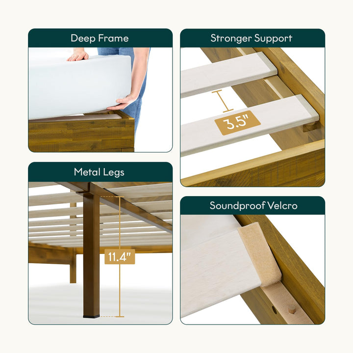 Ethan king platform bed frame, featuring headboard, for a platform bed setup