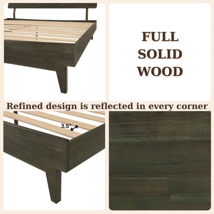 Caden queen platform bed frame designed with headboard and mocha finish for bedroom styling