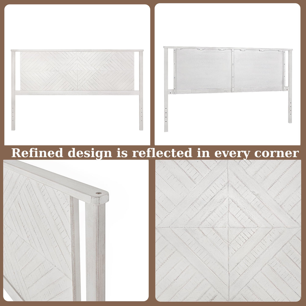 Ethan king bed headboard designed with rustic white finish for a coordinated bedroom