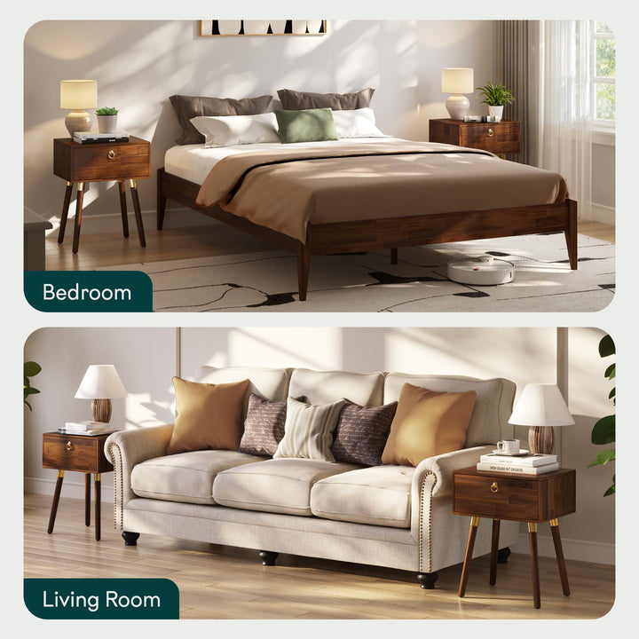 Alden 1-drawer nightstand designed with dark chocolate finish and bedside storage for bedroom storage