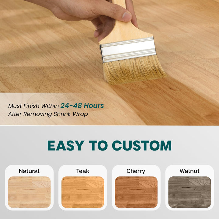 Hevea wood countertop, featuring 3 ft x 36 in x 1.5 in, for DIY furniture