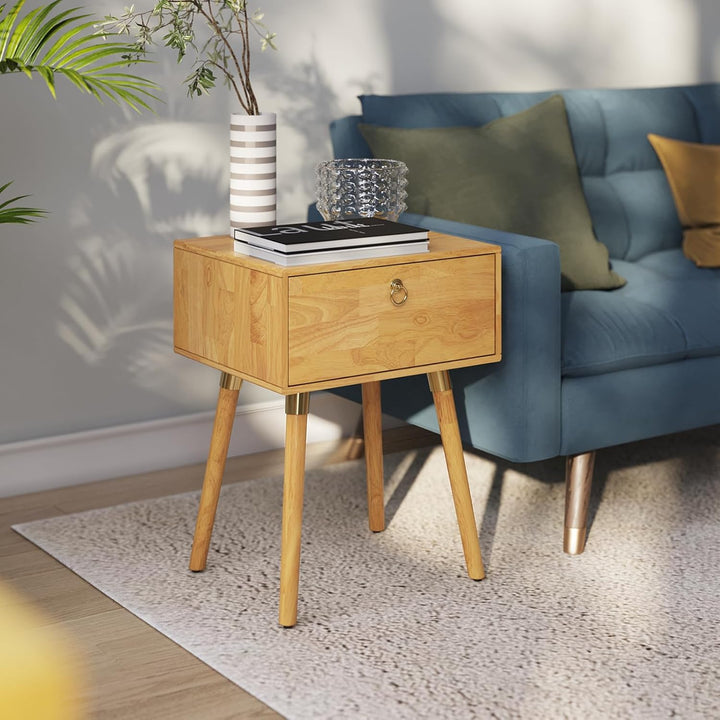 Alden 1-drawer nightstand with light natural finish and bedside storage for a tidy bedside area