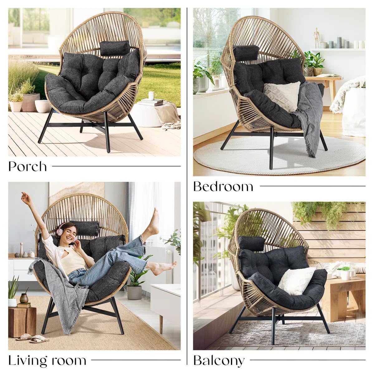 Teardrop papasan chair with onyx stone cushion, multi dark brown frame, and teardrop design for casual indoor seating