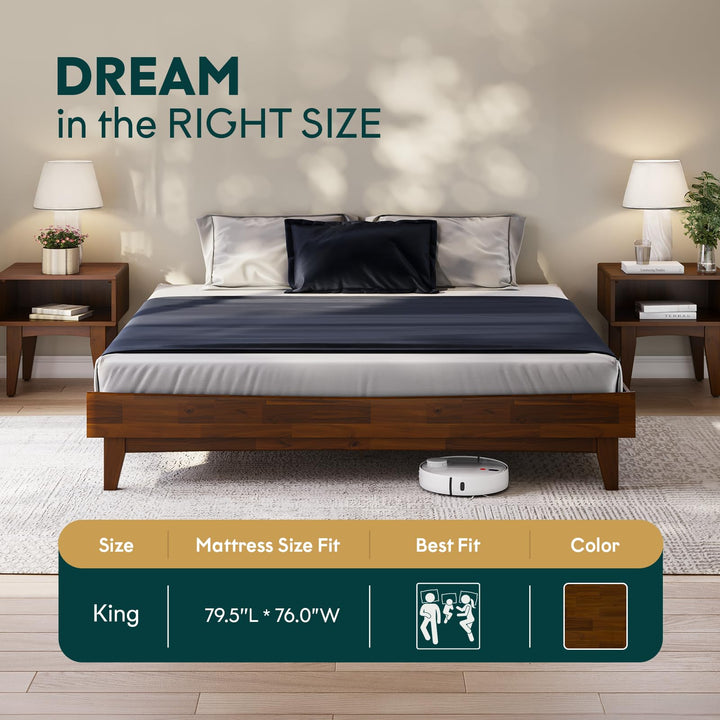 Catherine king platform bed frame, featuring dark chocolate finish, for a platform bed setup