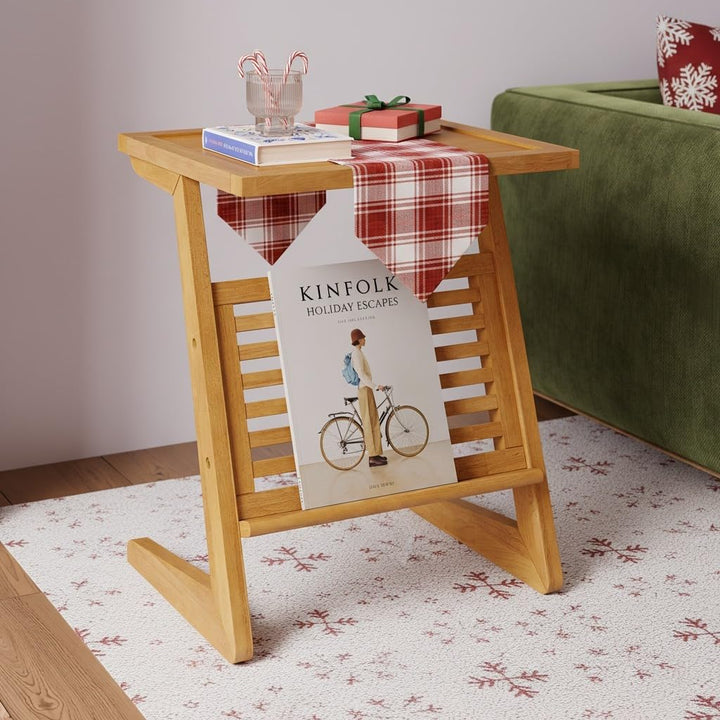 Neil nightstand with teak brown finish and bedside storage for bedside storage