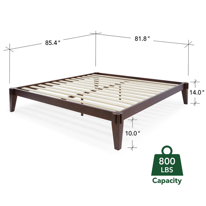 Chalipa king platform bed frame, featuring headboard- design and walnut finish, for mattress placement