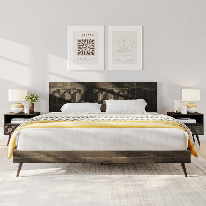 Georgina king platform bed frame with mocha finish for bedroom setup