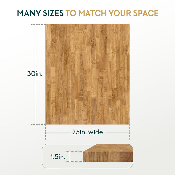 Acacia wood countertop, featuring 30 inch and wax oil finish, for desk projects