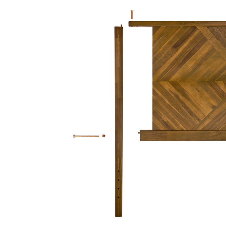 Ethan king bed headboard designed with rustic dark brown finish for bed-frame coordination